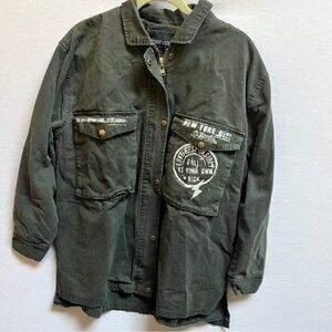 Forever 21+ zip up Military Style cargo jacket Sz 0x
